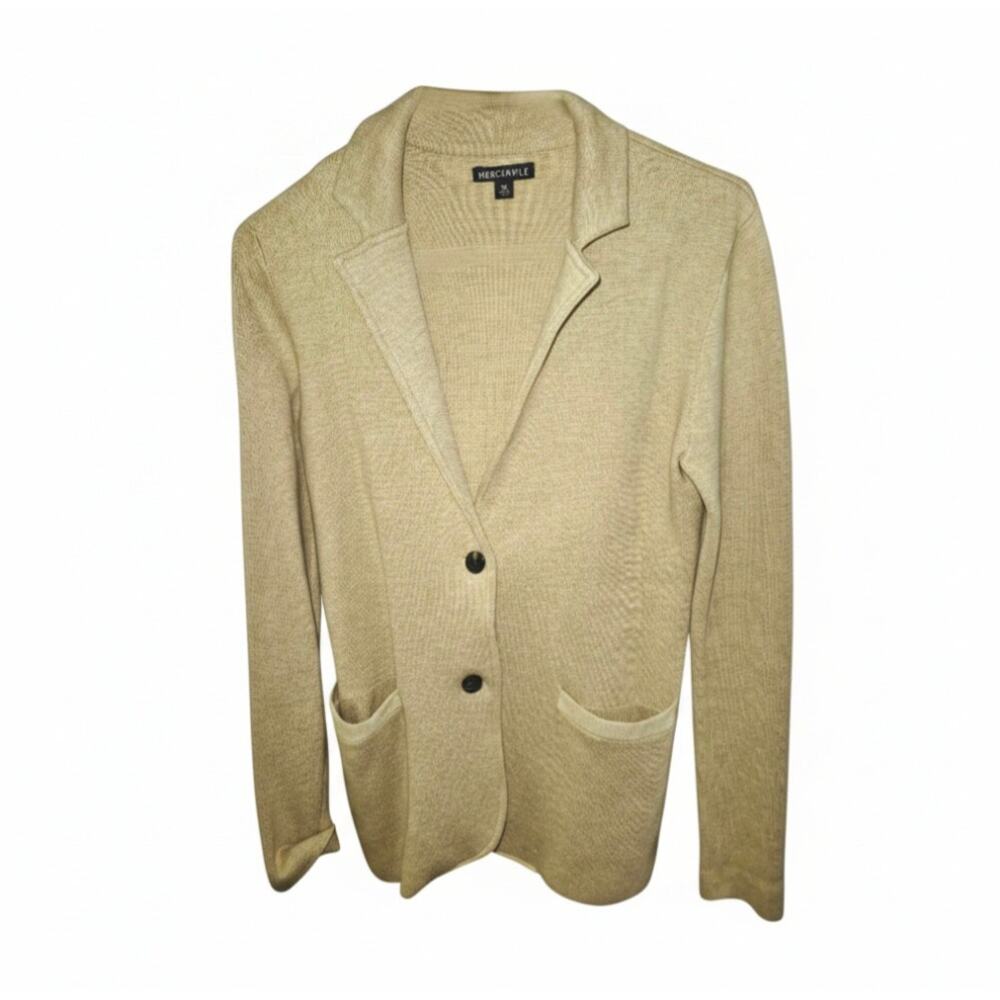 J.CREW (xs) Mercantile Beige Collared Cardigan Sweater Button Pockets XS Women's